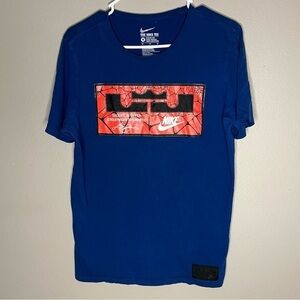 Nike Lebron James Tag Basketball Shirt Blue size medium  hc